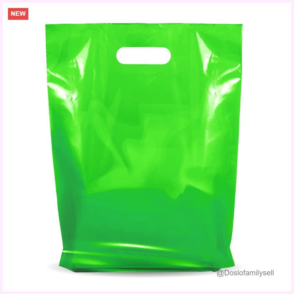 100 Pack 9x12 Plastic Glossy Bags with Die Cut Handles